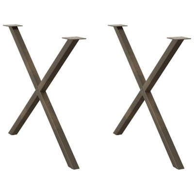 Berkfield Dining Table Legs X-Shaped 2 Pcs Natural Steel 90X(72-73) Cm Steel - image 1
