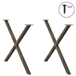 Berkfield Dining Table Legs X-Shaped 2 Pcs Natural Steel 90X(72-73) Cm Steel - thumbnail 3
