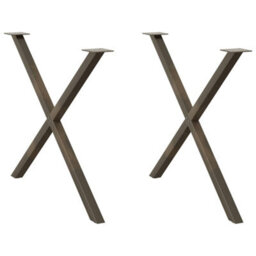 Berkfield Dining Table Legs X-Shaped 2 Pcs Natural Steel 90X(72-73) Cm Steel
