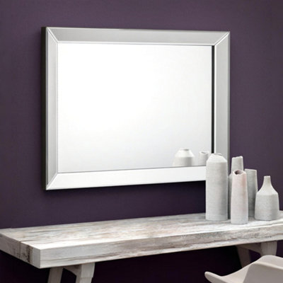 Julian Bowen Soprano Glass Wall Mirror, Wood Frame, Rectangular, Wall Mounted, Horizontal Or Veritcal, 80 X 60 X 3.5Cm - image 1