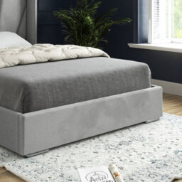 Bellini Wide Curved Winged Upholstered Soft Velvet Bed Frame - Grey - thumbnail 3