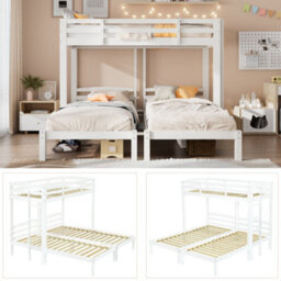 Matteo White Triple Sleeper Bunk Bed With Side Ladder For Kids & Teens, 3Ft Single - thumbnail 9