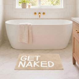 Allure Bath Fashions Get Naked Slogan Bath Mat Non Slip Fun Bathroom Rug (Beige/white) - thumbnail 5