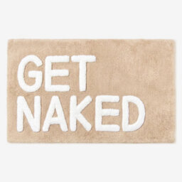 Allure Bath Fashions Get Naked Slogan Bath Mat Non Slip Fun Bathroom Rug (Beige/white) - thumbnail 2