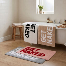 Allure Bath Fashions Get Naked Slogan Bath Mat Non Slip Fun Bathroom Rug (Beige/white) - thumbnail 7