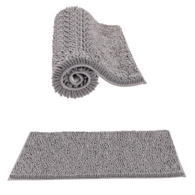 Crystals Non Slip Bath Mat Water Absorbent Shower Mats Machine Washable Bathroom Rug, Grey - image 1