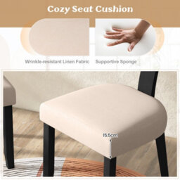 Costway Set Of 2 Dining Chairs Linen Fabric Accent Chairs Armless Padded Side Chairs - thumbnail 6