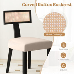 Costway Set Of 2 Dining Chairs Linen Fabric Accent Chairs Armless Padded Side Chairs - thumbnail 5