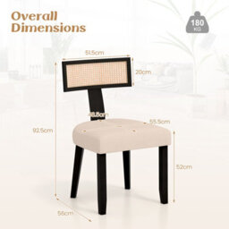 Costway Set Of 2 Dining Chairs Linen Fabric Accent Chairs Armless Padded Side Chairs - thumbnail 2