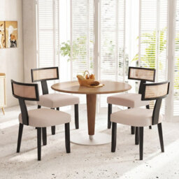 Costway Set Of 2 Dining Chairs Linen Fabric Accent Chairs Armless Padded Side Chairs - thumbnail 3
