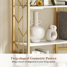 Gainoom 6-Tier White Bookshelf Modern Geometric Bookcase With Heavy-Duty Metal Frame - thumbnail 8