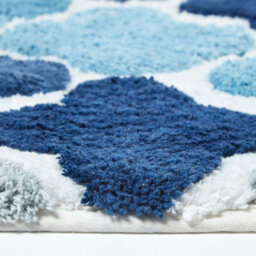 Homescapes Blue And Grey Pattern Cotton Bath Mat - thumbnail 3