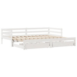 Berkfield Daybed With Trundle And Drawers Without Mattress White 90X190 Cm Single - thumbnail 3