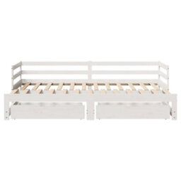 Berkfield Daybed With Trundle And Drawers Without Mattress White 90X190 Cm Single - thumbnail 4