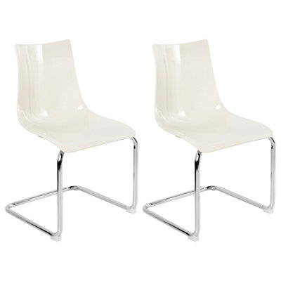 Beliani Set Of 2 Marshall Transparent Cantilever Dining Chairs, Off-White - image 1