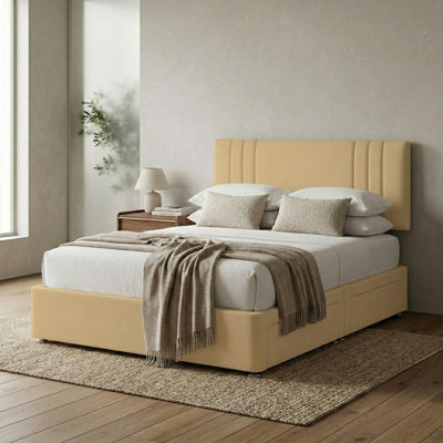 Adore Designs Rio Plush Velvet Divan Bed, Headboard & Mattress - 6Ft Super King - Coffee - 4 Drawers - image 1