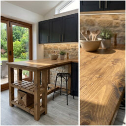 L90Xw64Cm Norvik Solid Wood Kitchen Island With Shelf / Breakfast Bar - thumbnail 8