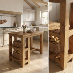 L90Xw64Cm Norvik Solid Wood Kitchen Island With Shelf / Breakfast Bar - thumbnail 4