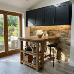 L90Xw64Cm Norvik Solid Wood Kitchen Island With Shelf / Breakfast Bar - thumbnail 5