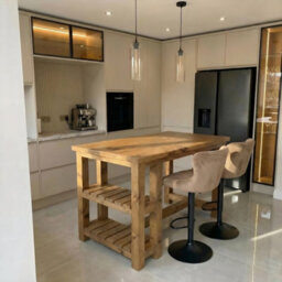 L90Xw64Cm Norvik Solid Wood Kitchen Island With Shelf / Breakfast Bar