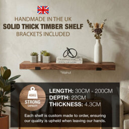 Top Notch Home and Living 90Cm Walnut Rustic Wooden Wall Shelf, Top Notch Home & Living Handcrafted Wood Shelves, Handmade Incl 2 Brackets Per Shelf - thumbnail 5