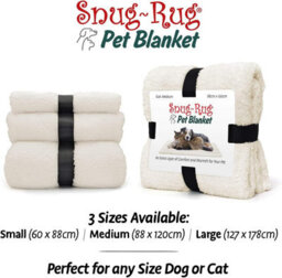 Snug Rug Pet Blankets - Cat & Dog Sherpa Fleece Blanket - Medium 120 X 88Cm, Cream - thumbnail 2