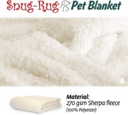 Snug Rug Pet Blankets - Cat & Dog Sherpa Fleece Blanket - Medium 120 X 88Cm, Cream - thumbnail 3
