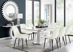 Furniturebox Uk Arezzo Large Extending Dining Table And 8 Cream Pesaro Black Leg Chairs