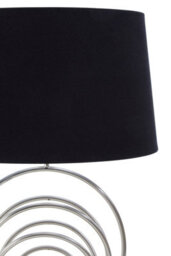 Orsina Brushed Chrome Sphere Table Lamp, Sculptural Circular Metal Base With Black Linen Shade, Table Light - thumbnail 2