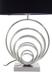 Orsina Brushed Chrome Sphere Table Lamp, Sculptural Circular Metal Base With Black Linen Shade, Table Light - thumbnail 4