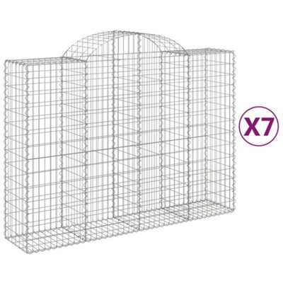 Berkfield Durable Arched Gabion Baskets 7 Pcs 200X50X140/160 Cm Galvanised Iron - image 1