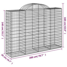 Berkfield Durable Arched Gabion Baskets 7 Pcs 200X50X140/160 Cm Galvanised Iron - thumbnail 6