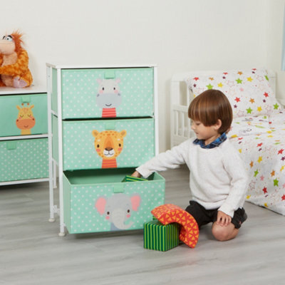 Liberty House Toys Kid's Fabric 3 Drawer Storage Chest Jungle Green - image 1