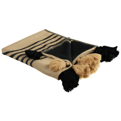 Beliani Blanket Thaprek Fabric 130 X 170 Cm Beige - image 1