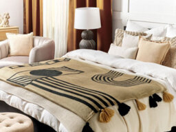 Beliani Blanket Thaprek Fabric 130 X 170 Cm Beige - thumbnail 2