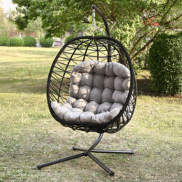 Hebden Garden Hanging Egg Chair - Light Grey - thumbnail 2