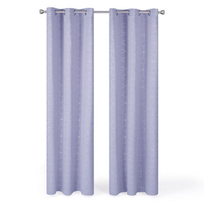Deconovo Blackout Eyelet Curtains, Foil Printed Diamond Thermal Insulated Curtains, W52 X L45 Inch, Light Pruple, Two Panels - image 1