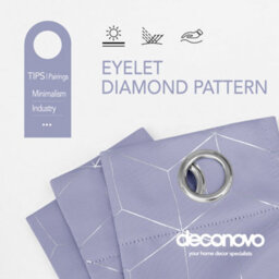 Deconovo Blackout Eyelet Curtains, Foil Printed Diamond Thermal Insulated Curtains, W52 X L45 Inch, Light Pruple, Two Panels - thumbnail 3