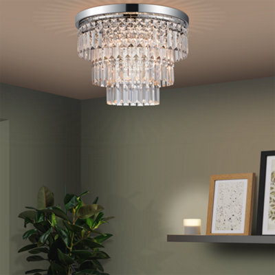 GoodHome Asuia Gloss Metal & Plastic Chrome Silver Effect Ceiling Light - image 1