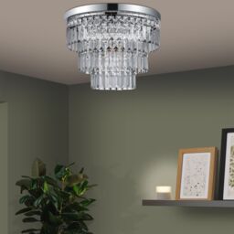 GoodHome Asuia Gloss Metal & Plastic Chrome Silver Effect Ceiling Light - thumbnail 2