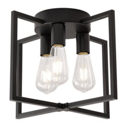 Komore Matte Black Geometric Iron 3-Light Ceiling Light With E27 Bulb Base - thumbnail 4
