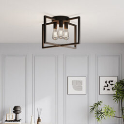 Komore Matte Black Geometric Iron 3-Light Ceiling Light With E27 Bulb Base - thumbnail 1