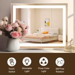 Inmtfei Hollywood Vanity Makeup Mirror, Led Strip, 3 Colour Modes, 5X Magnifier, Usb Charging, Rotatable, 50X40Cm - thumbnail 8