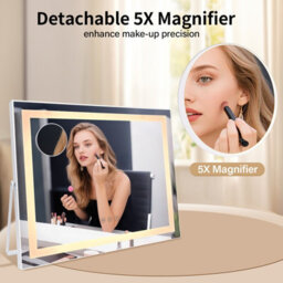 Inmtfei Hollywood Vanity Makeup Mirror, Led Strip, 3 Colour Modes, 5X Magnifier, Usb Charging, Rotatable, 50X40Cm - thumbnail 7