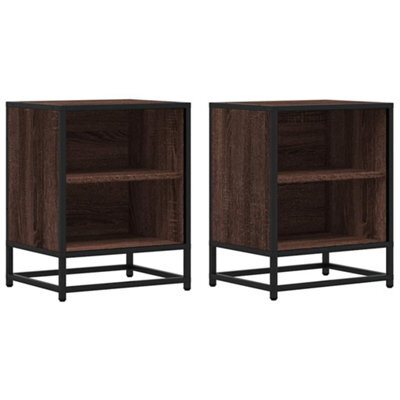 Berkfield Elegant Bedside Cabinets 2 Pcs Brown Oak 40X31X50 Cm Engineered Wood And Metal