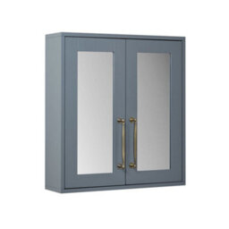 Homestylestore 600 X 650mm Light Grey Wall Mounted Mirrored Door Bathroom Cabinet And Aged Gold Classic T Bar Handles - thumbnail 1