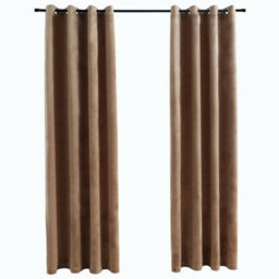 Berkfield Elegant Blackout Curtains With Rings 2 Pcs Velvet Beige 140X175 Cm