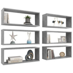Berkfield Wall Cube Shelf 6 Pcs Concrete Grey 60X15X23 Cm Engineered Wood - thumbnail 3