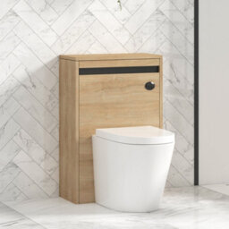 Royal Bathrooms Orion 500mm Oak Btw Wc Toilet Unit With Brushed Brass Strip