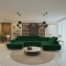 Torezio Bis U Shaped Corner Sofa Bed With Storage Chipboard Frame Polyurethane Foam Springs 346X203X70 90Cm Green Right - thumbnail 1